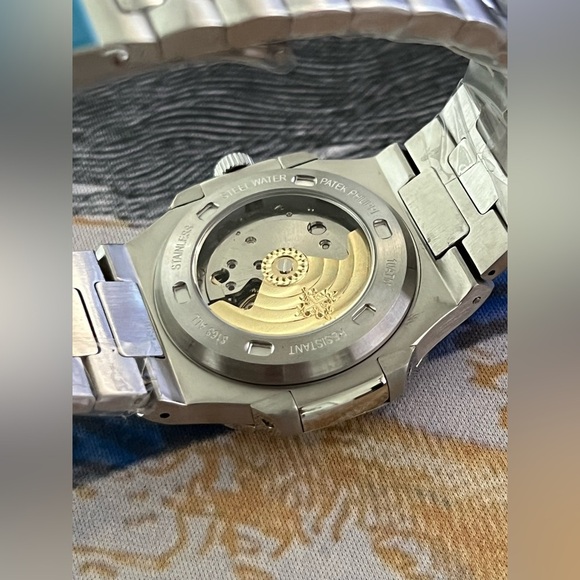 Men’s Luxury Stainless Steel Automatic Watch White Dial Nautilus Style 41mm - Picture 5 of 6